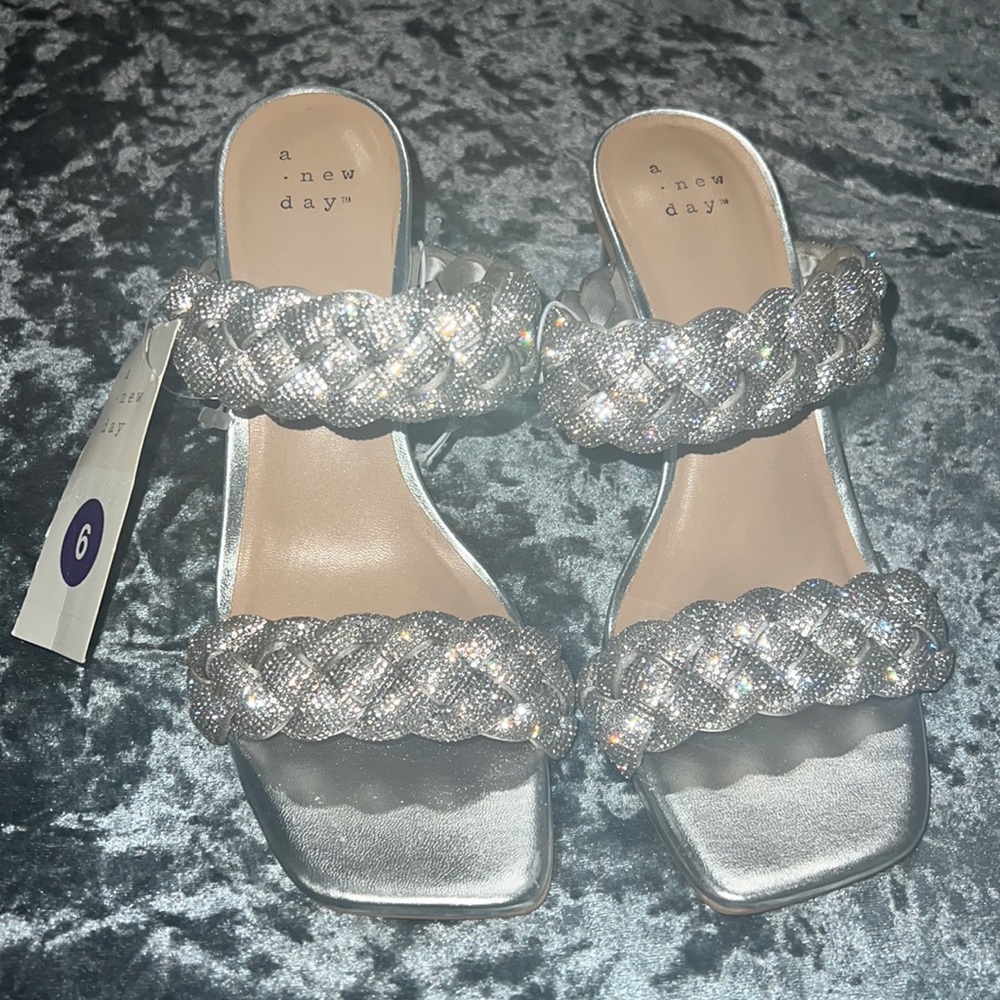 brand new a new day silver heels